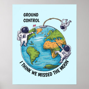 Poster Astronautes en flottant