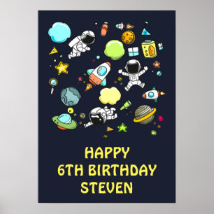 Poster Astronautes et roquettes de l'espace extra-atmosph
