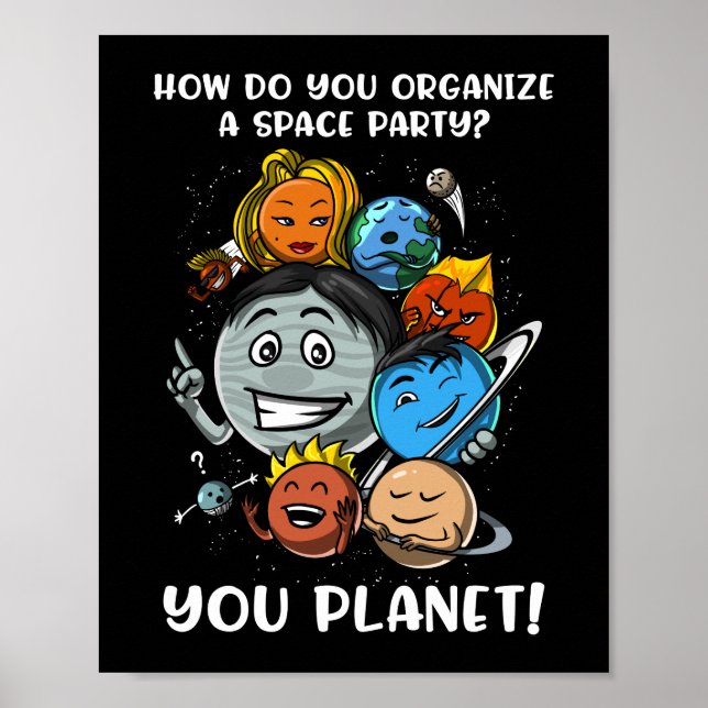 Poster Astronomie Space Party Solar System Planètes Plais (Devant)