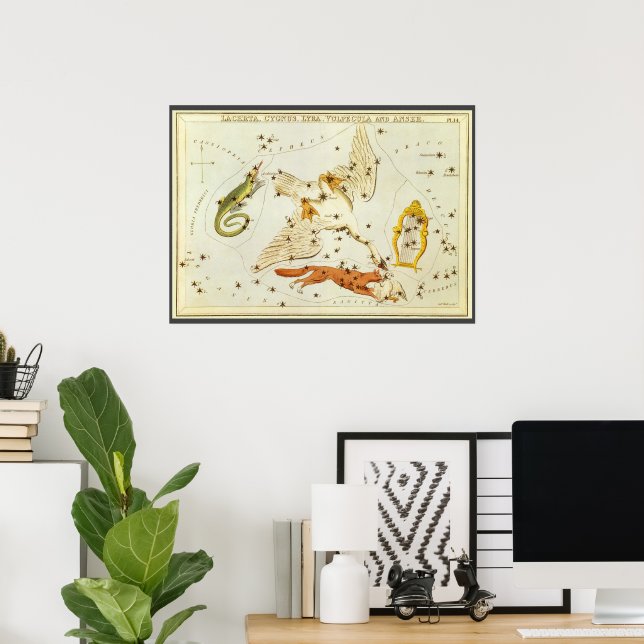 Poster Astronomie vintage, Constellations Stars Carte Gra (Bureau à domicile)