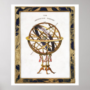 Poster Astronomie Vintage, Sphère Artificielle ou Armilla