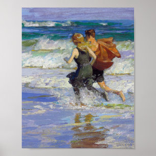 Poster At the Beach by Edward Henry Potthast 