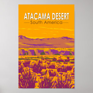 Poster Atacama Desert Sunset Amérique du Sud Voyage Vinta