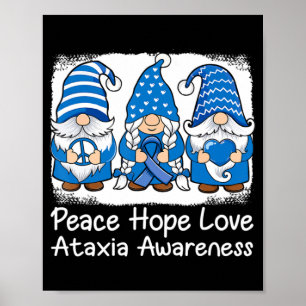 Poster Ataxia Support gnomes with ribbon Blue Ataxia Awar