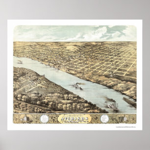 Poster Atchison, carte panoramique de KS - 1869