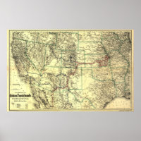 Atchison Topeka & Sante Fe Railroad MAP 1883 WEST