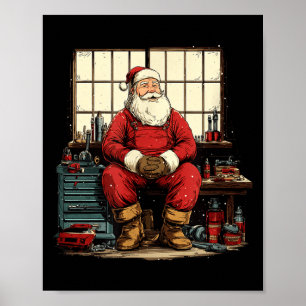 Poster Atelier Cool Père Noël avec Clés à Molette Costume
