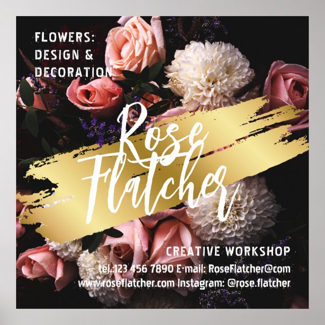 Poster Atelier de fleurs Black Gold (Devant)