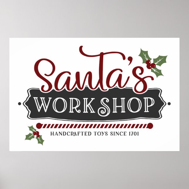 Poster Atelier de Père Noël de Noël festif (Devant)