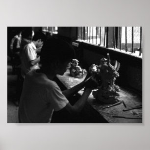 Poster Atelier de sculpture en pierre de Guilin de Chine 