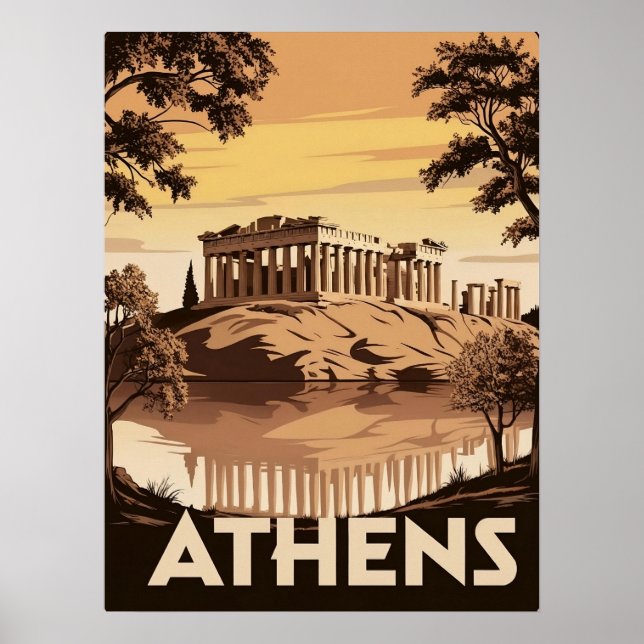Poster Athènes d'inspiration vintage - Parthénon emblémat (Devant)