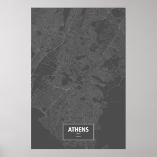 Poster Athènes, Grèce (blanc sur noir)
