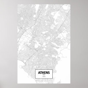 Poster Athènes, Grèce (noir sur blanc)