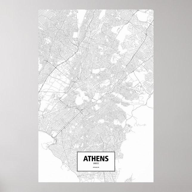 Poster Athènes, Grèce (noir sur blanc) (Devant)