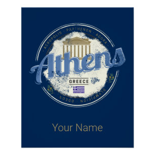 Poster Athènes Grèce Rétro Acropole Souvenir Vintage