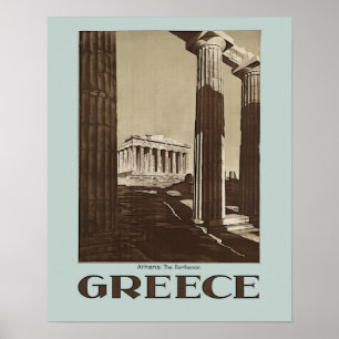 Poster Athènes : L'affiche vintage de voyage de la GRÈCE