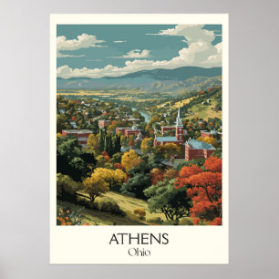 Poster Athens Ohio College Ville Pittoresque Valley Trave
