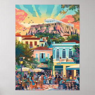 Poster Athens Print Athens Illustration Greece Travel Pos