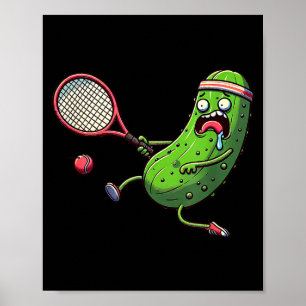 Poster Athlète de pickle de tennis courant avec raquette 