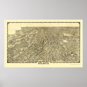 Poster Atlanta, carte panoramique de GA - 1919