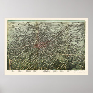 Poster Atlanta, GA Carte panoramique - 1892
