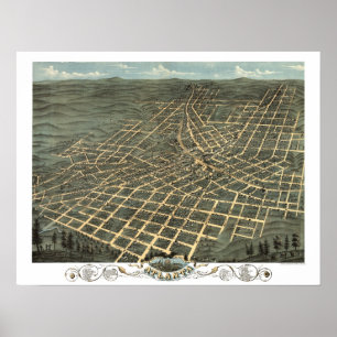 Poster Atlanta, GA Carte panoramique NUMÉRIQUEMENT REMAST