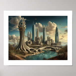 Poster Atlanta GA, Surreal Cityscape Design