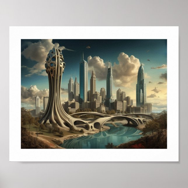 Poster Atlanta GA, Surreal Cityscape Design (Devant)