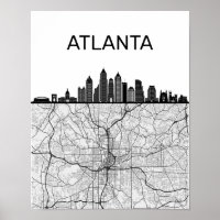 Atlanta Georgia City Skyline avec carte