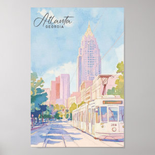 Poster Atlanta Georgia Gouache Illustration Voyage