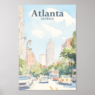 Poster Atlanta Georgia Gouache Illustration Voyage
