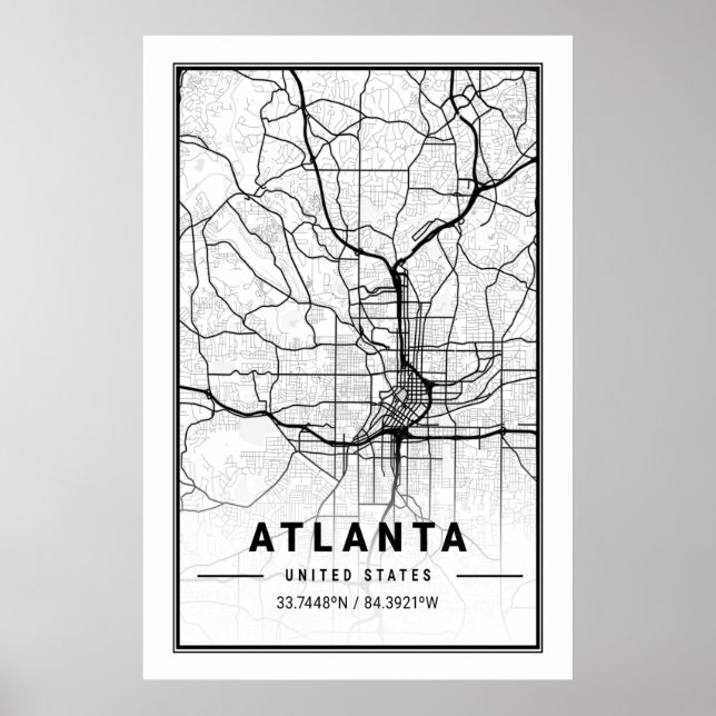 Poster Atlanta Georgia USA City Travel City Plan (Devant)