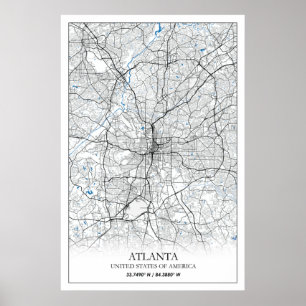 Poster Atlanta Georgia USA Travel City Plan