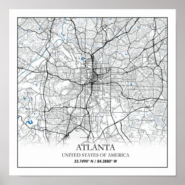 Poster Atlanta Georgia USA Travel City Plan (Devant)