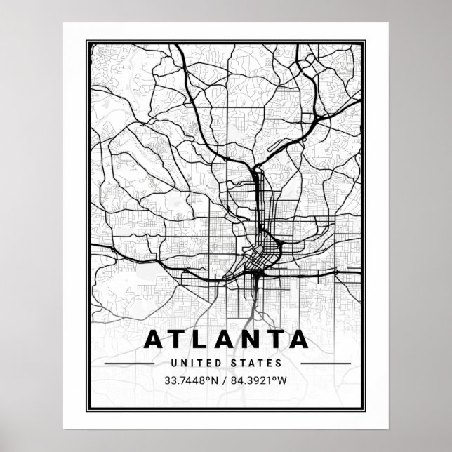 Poster Atlanta Georgia USA Travel City Plan (Devant)