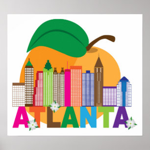 Poster Atlanta, Géorgie Peach Skyline
