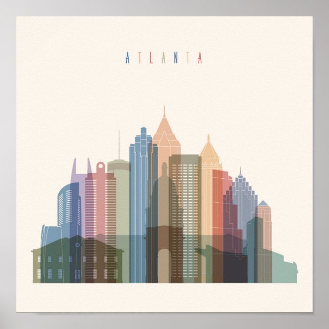 Poster Atlanta, Géorgie | Skyline (Devant)