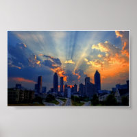 Poster - Atlanta Skyline au coucher du soleil