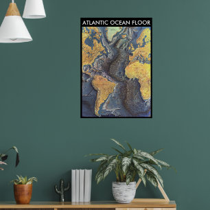 Poster " Atlantic : 1968 - The Atlantic OCEAN FLOOR map .