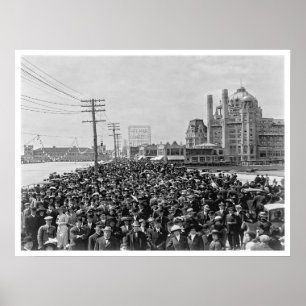 Poster Atlantic City Boardwalk crowd 1911