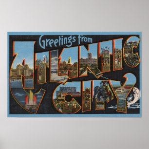 Poster Atlantic City, New Jersey - Scènes de grandes lett