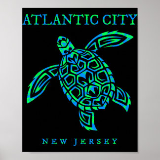 Poster Atlantic City New Jersey Tortue de mer Garçons Fil