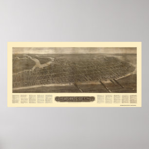 Poster Atlantic City, NJ Panoramic Map - 1910