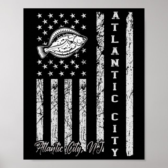 Poster Atlantic City Nj Pour Pêcheurs À La Pêche À La Luk (Devant)