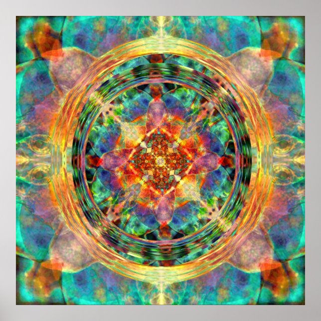 Poster Atlantis inspirés Rainbow Mandala Blue et Gold (Devant)