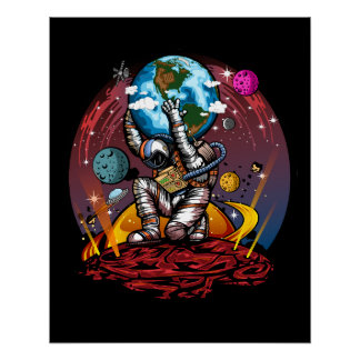 Poster Atlas Astronaut Holding Earth Mars Galaxy Cosmic