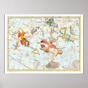 Poster Atlas céleste vintage des constellations