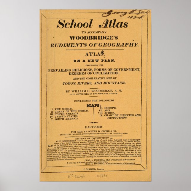 Poster Atlas scolaire, rudiments de géographie de Woodbri (Devant)
