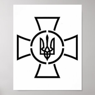 Poster Ato Cross Tryzub Ukraine Volodymyr Zelensky Présid