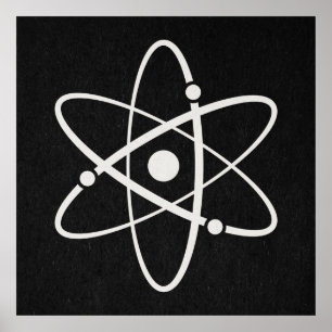 Poster Atomes Science Orbite atomique Molécule Art noir